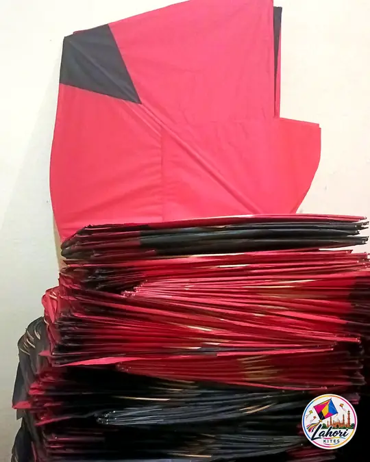 Stack of red kites ready for Basant